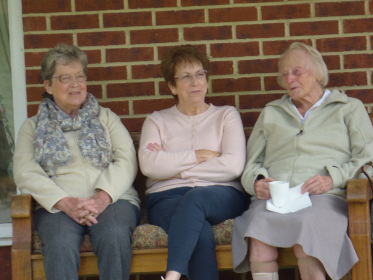 Anne Justice, Margaret Day and June Winfield having a natter.